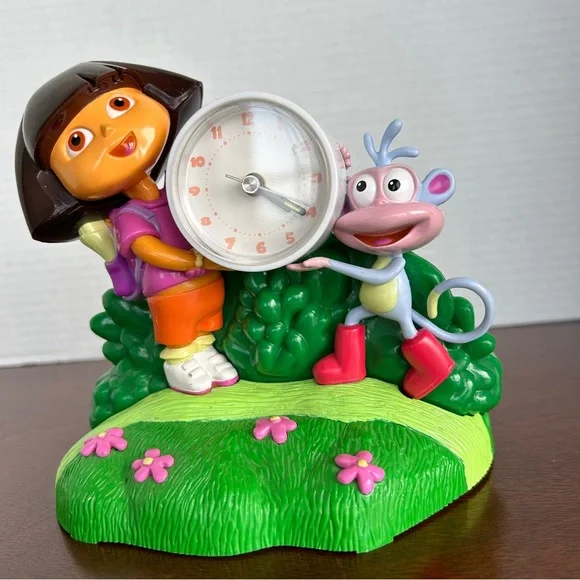 Vintage Dora the Explorer & Boots Battery Operated Clock with Musical Alarm 2003 - Picture 3 of 10